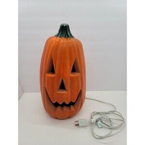 14" Vintage Halloween Steched Light Up Pumpkin Jack-O-Lantern